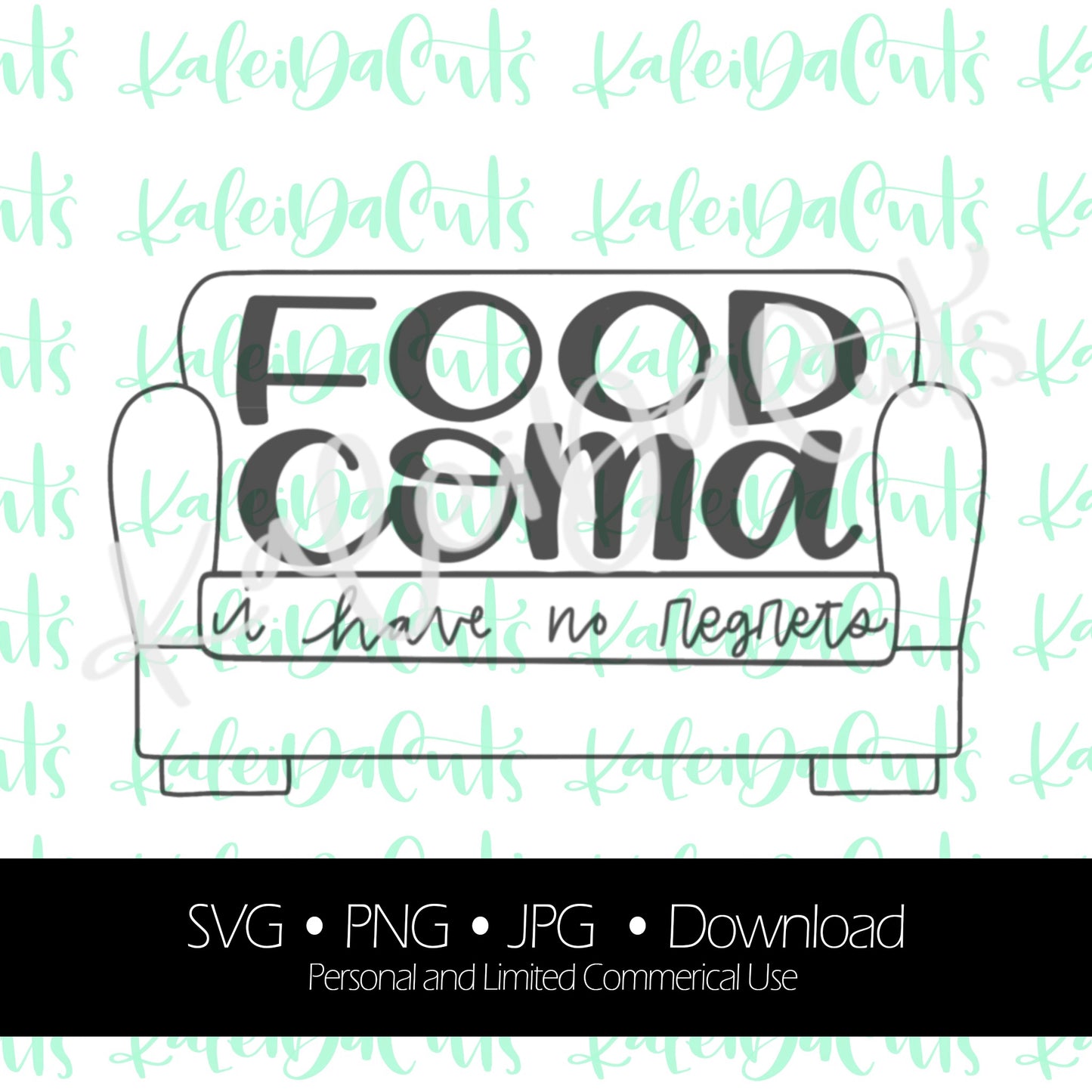 Food Coma. SVG. Digital Download. KaleidaCuts Handlettering.