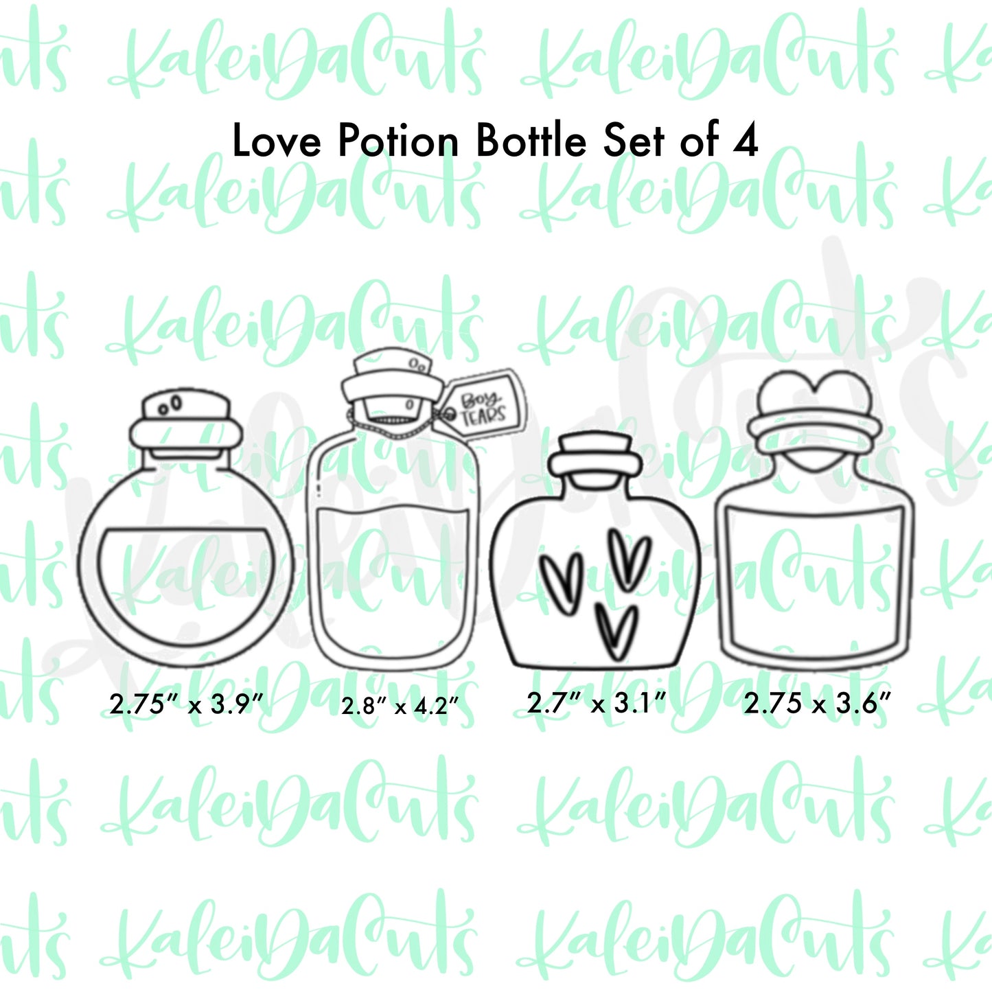 Love Potion Bottle Set of 4 Cookie Cutters