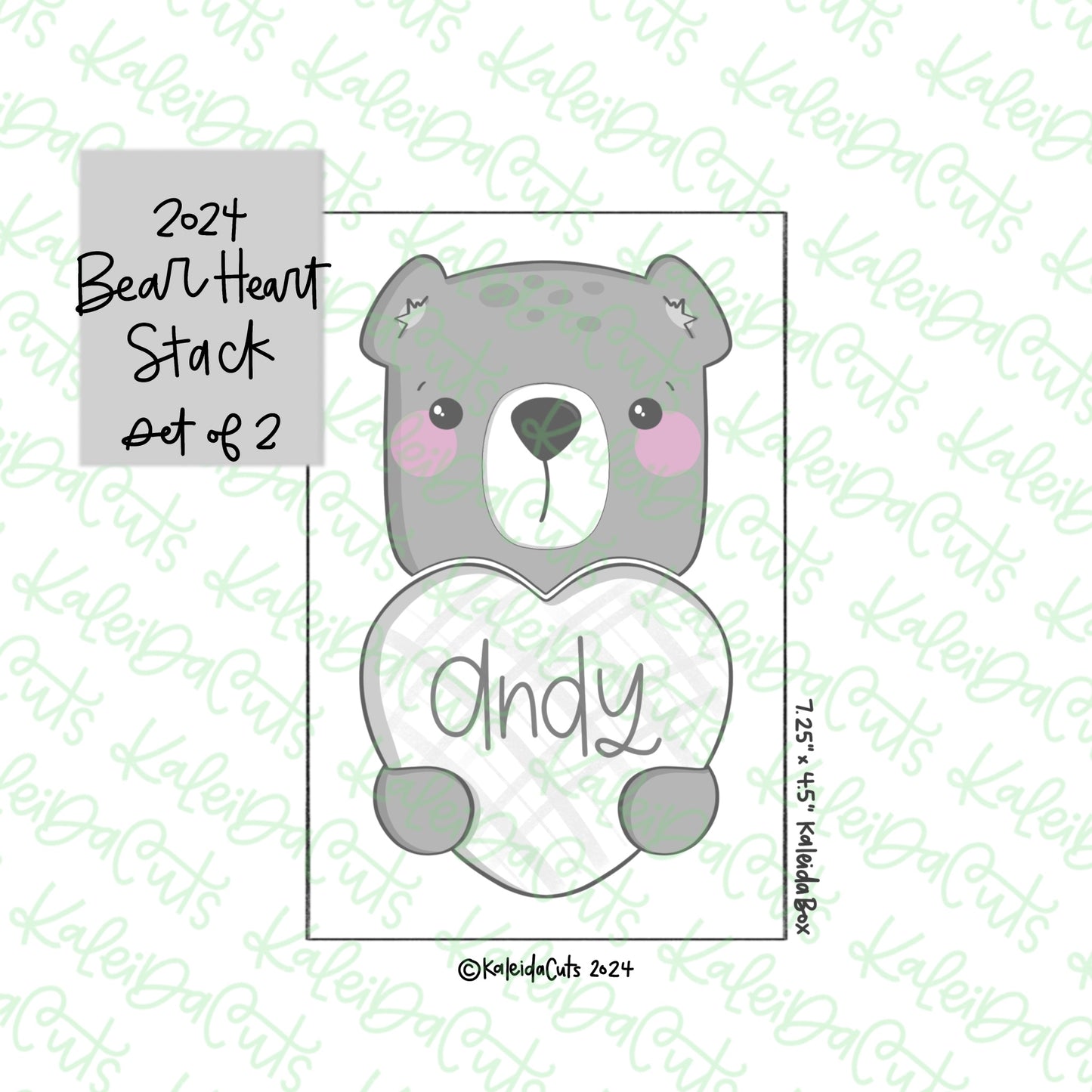 2024 Bear Heart Stack Cookie Cutter Set of 2
