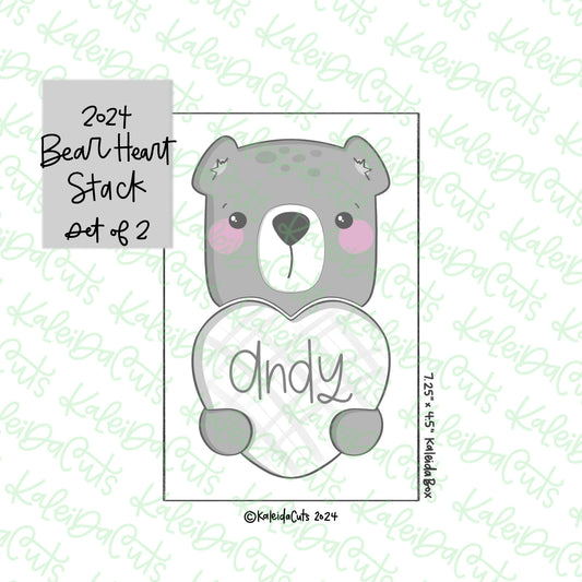 2024 Bear Heart Stack Cookie Cutter Set of 2