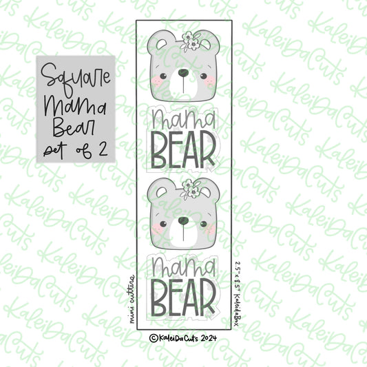 Square Mama Bear Cookie Cutter Set of 2