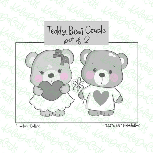 Teddy Bear Couple Cookie Cutter Set of 2