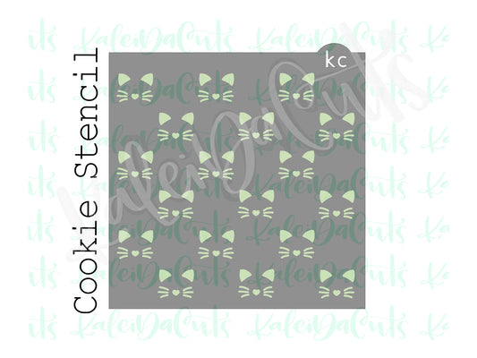Kitty Face Pattern Stencil