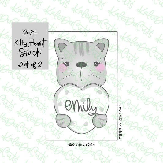 2024 Kitty Heart Stack Cookie Cutter Set of 2