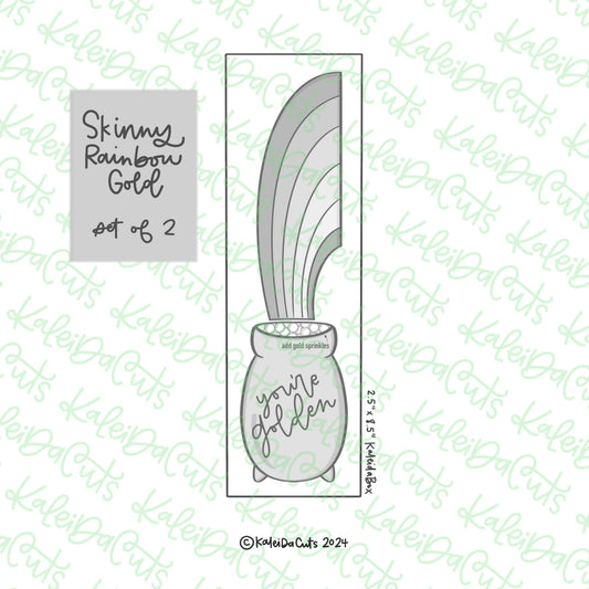 Skinny Rainbow Gold Cookie Cutter Set of 2