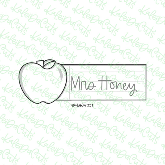 Skinny Apple Plaque Cookie Cutter 6 inches