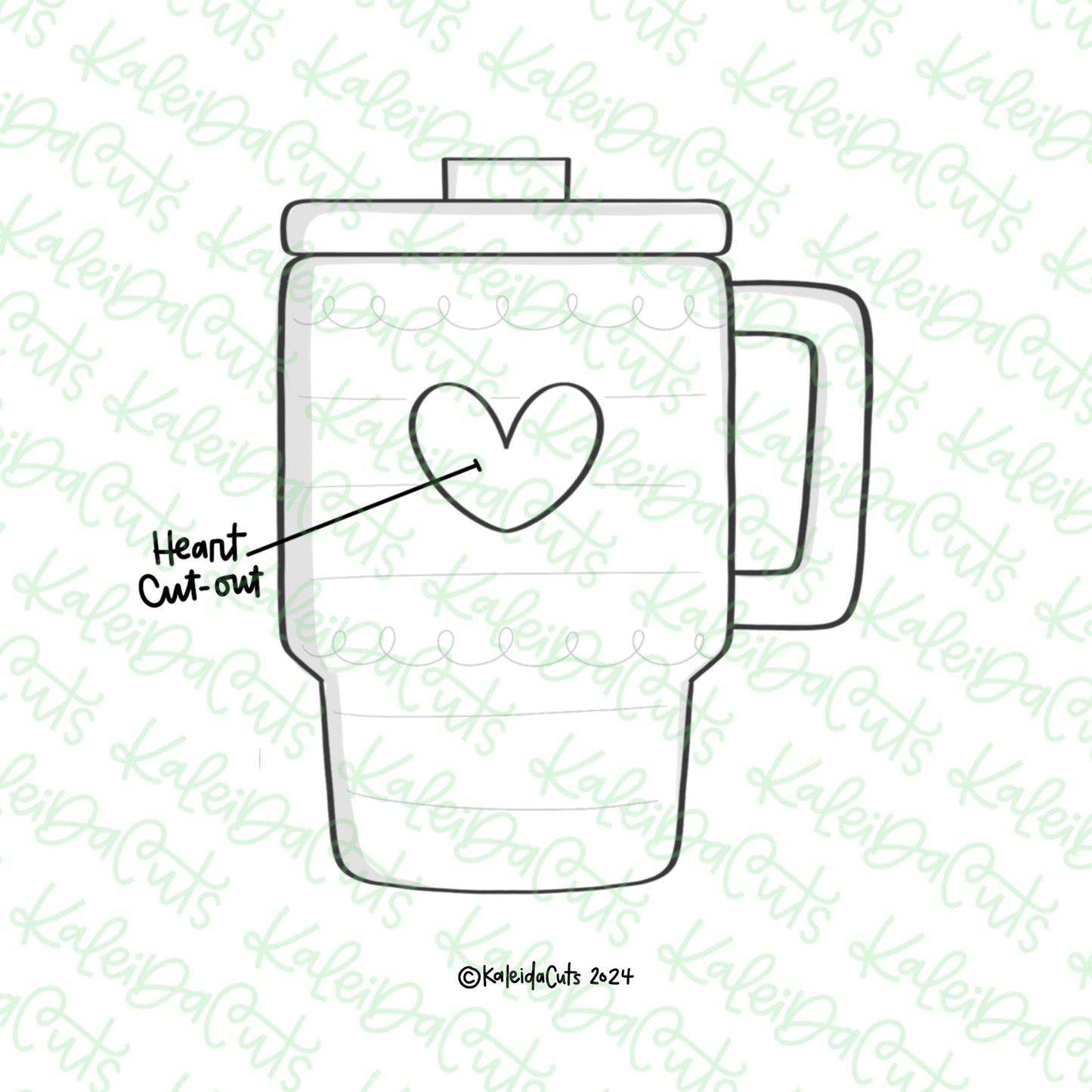 Tumbler Heart Cutout Cookie Cutter