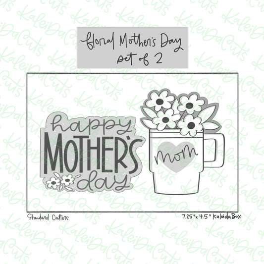 Floral Mothers Day Cookie Cutter Set of 2