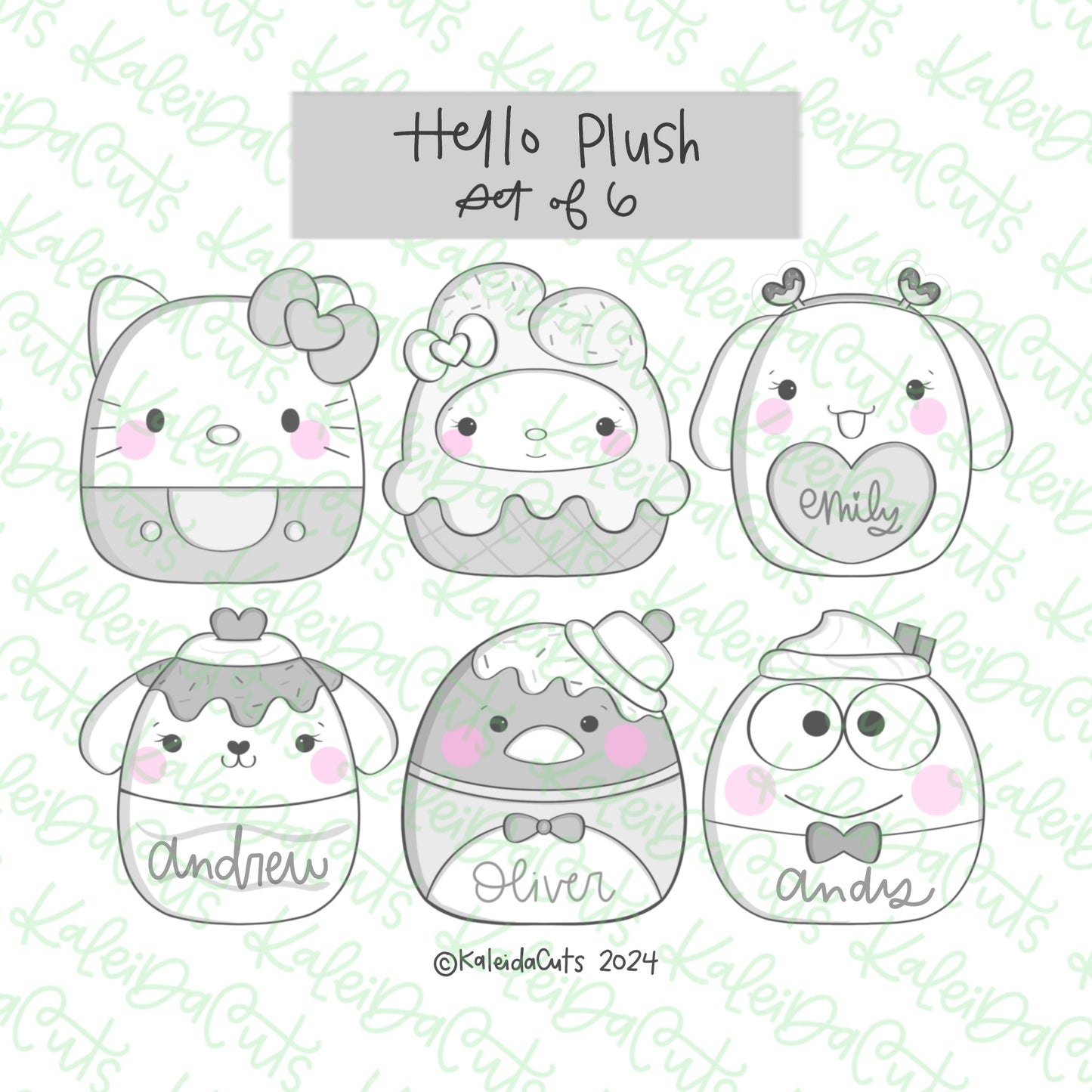 Hello Plush Cookie Cutter Set of 6