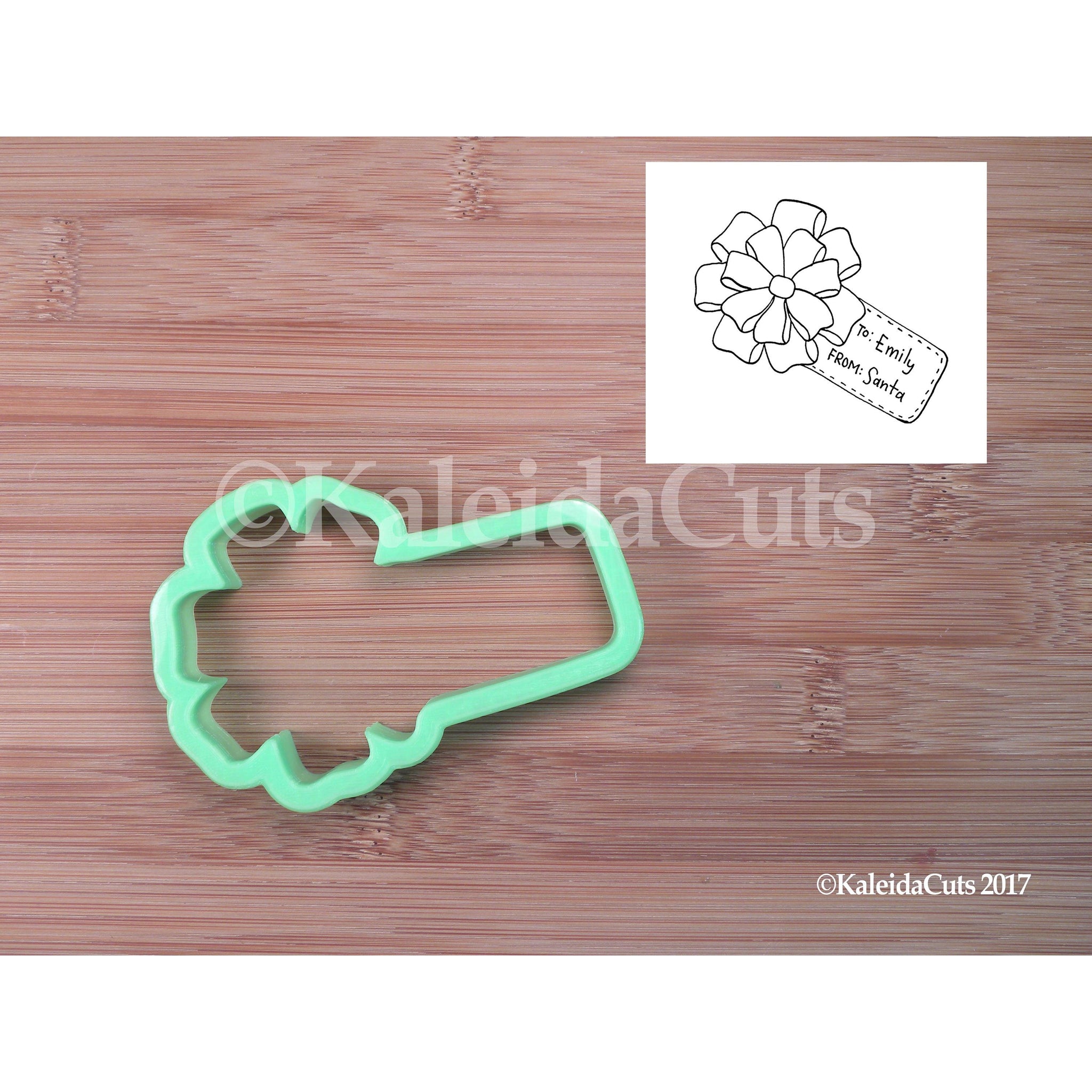 Gift Bow with Tag Cookie Cutter - KaleidaCuts