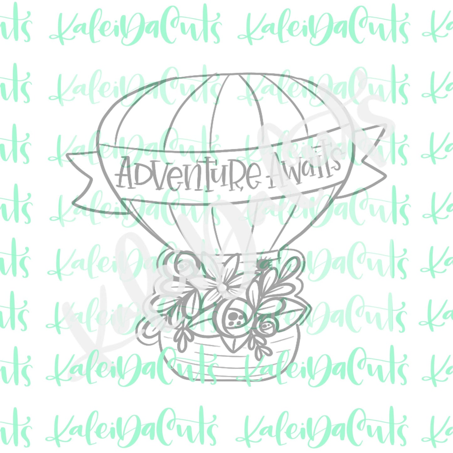 Floral Hot Air Balloon (with Banner) Cookie Cutter