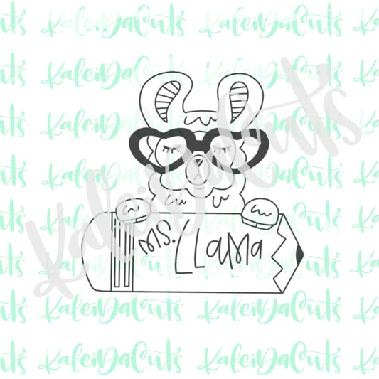 Llama Pencil Plaque Cookie Cutter