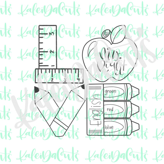 Teacher Love Set of 4 Cookie Cutters (Measured by Height)