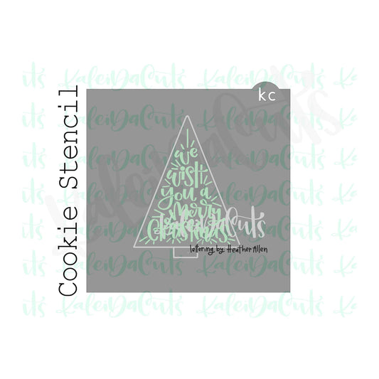 We Wish You a Merry Christmas Lettering Cookie Stencil (matches 4.5" triangle tree cookie cutter)