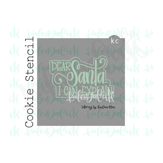 Dear Santa... Lettering Cookie Stencil (matches 4" cookie cutter)