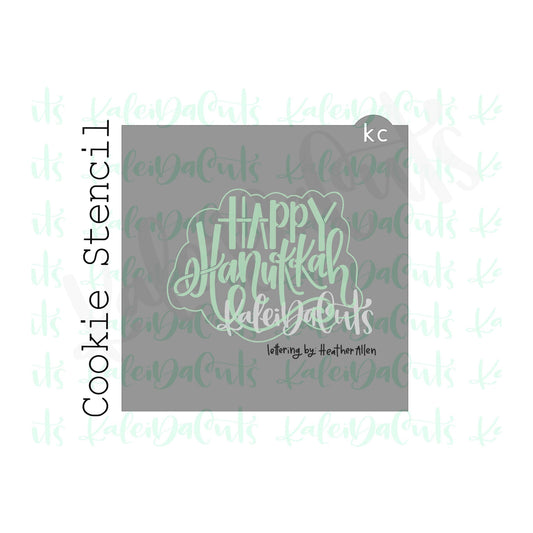 Happy Hanukkah Lettering Cookie Stencil (matches 4" cookie cutter)