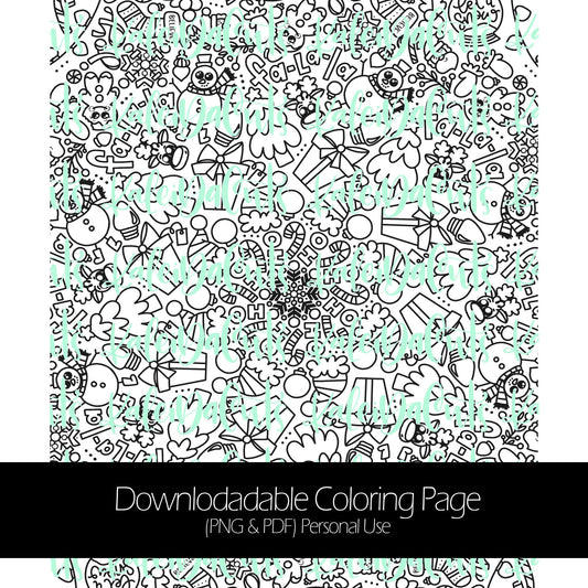 Kaleida Christmas Downloadable Coloring Page. Personal Use. KaleidaCuts Handlettering.