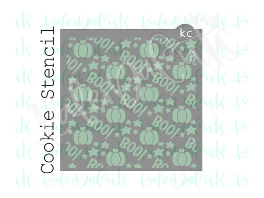 Boo Pumpkin Stars Pattern Stencil