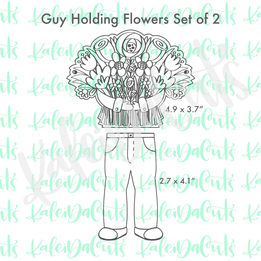 Guy Holding Flowers Set of 2 Cookie Cutters