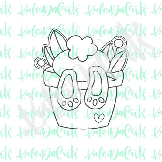 Floral Bunny Pot Cookie Cutter