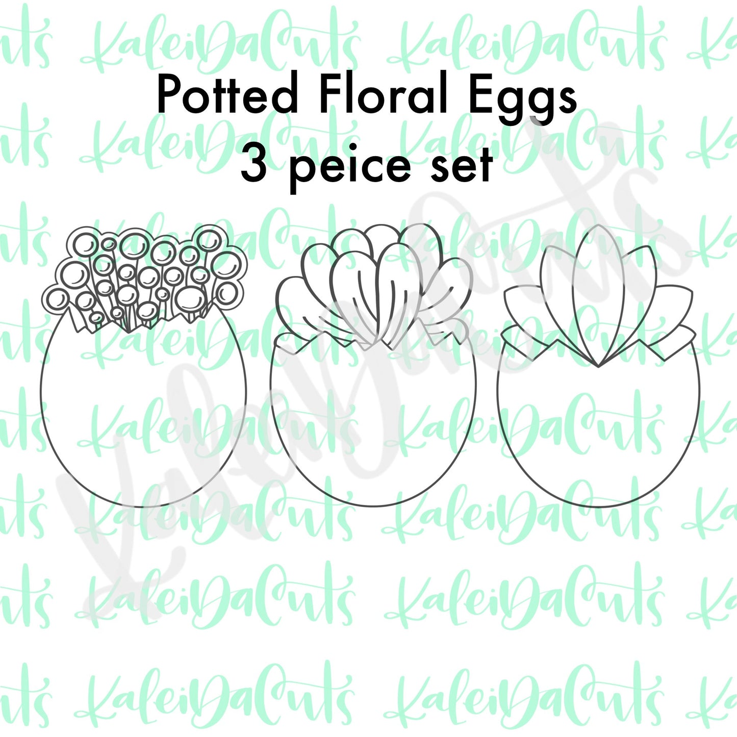 Potted Floral Eggs Set of 3 Cookie Cutters