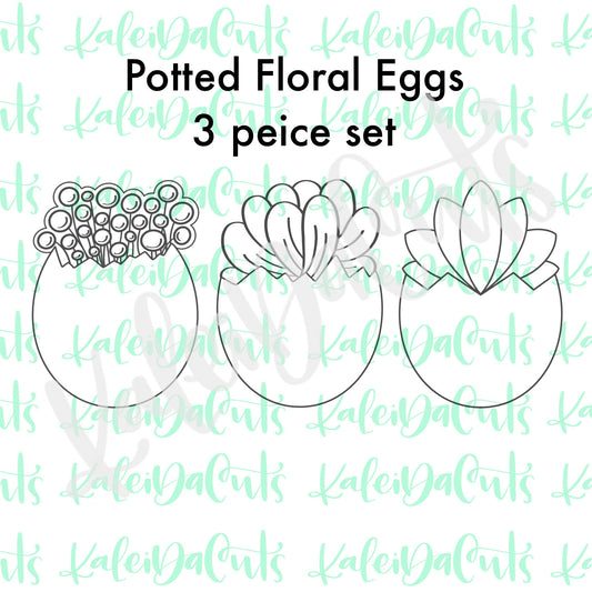 Potted Floral Eggs Set of 3 Cookie Cutters