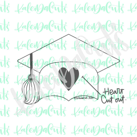 Grad Hat Heart Cutout Cookie Cutter