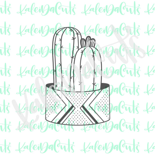 Potted Double Cacti Cookie Cutter