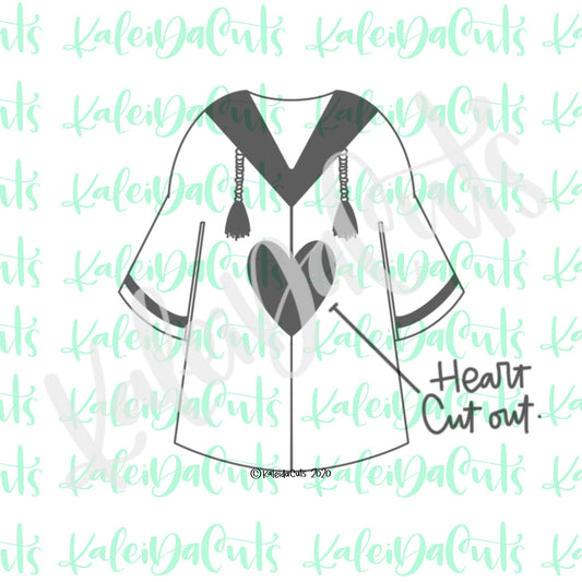 Grad Gown Heart Cutout Cookie Cutter
