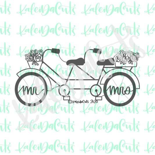 Double Bike with Florals Cookie Cutter