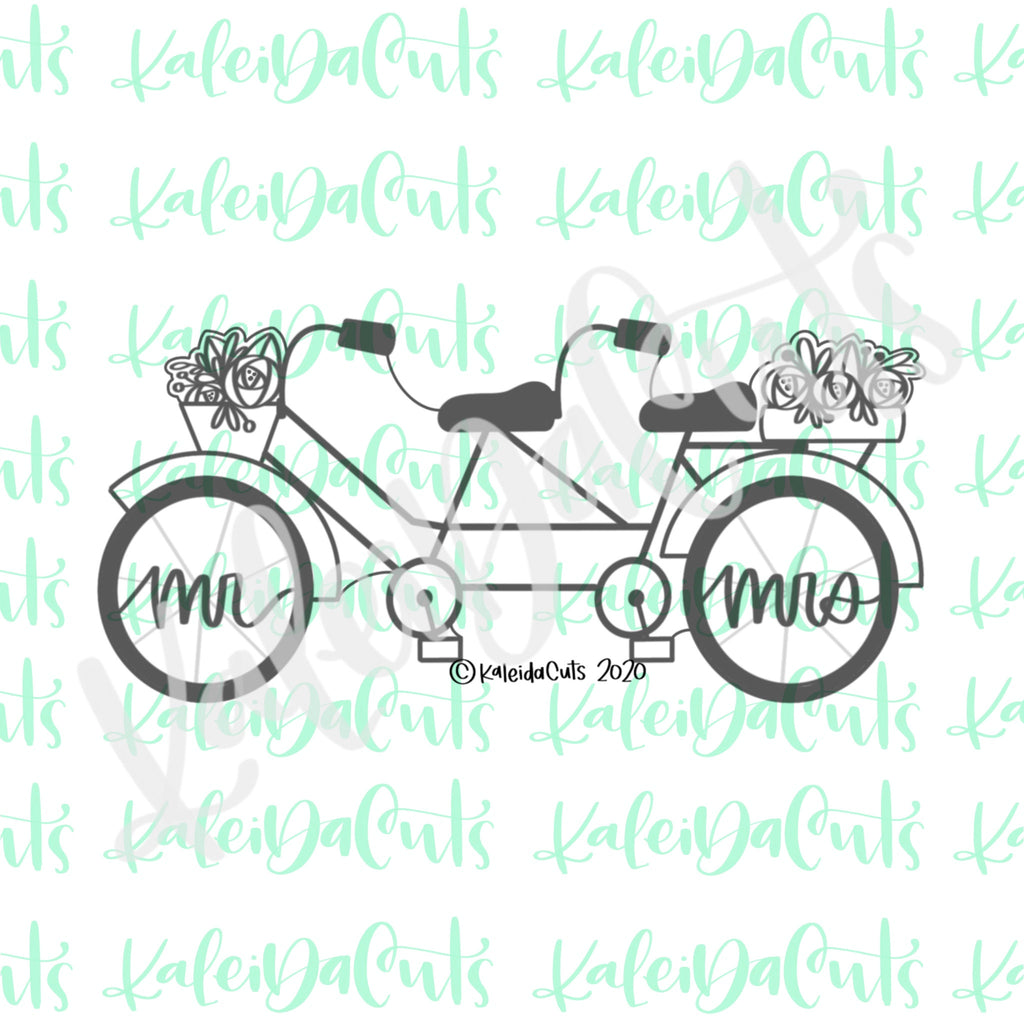 Double Bike with Florals Cookie Cutter