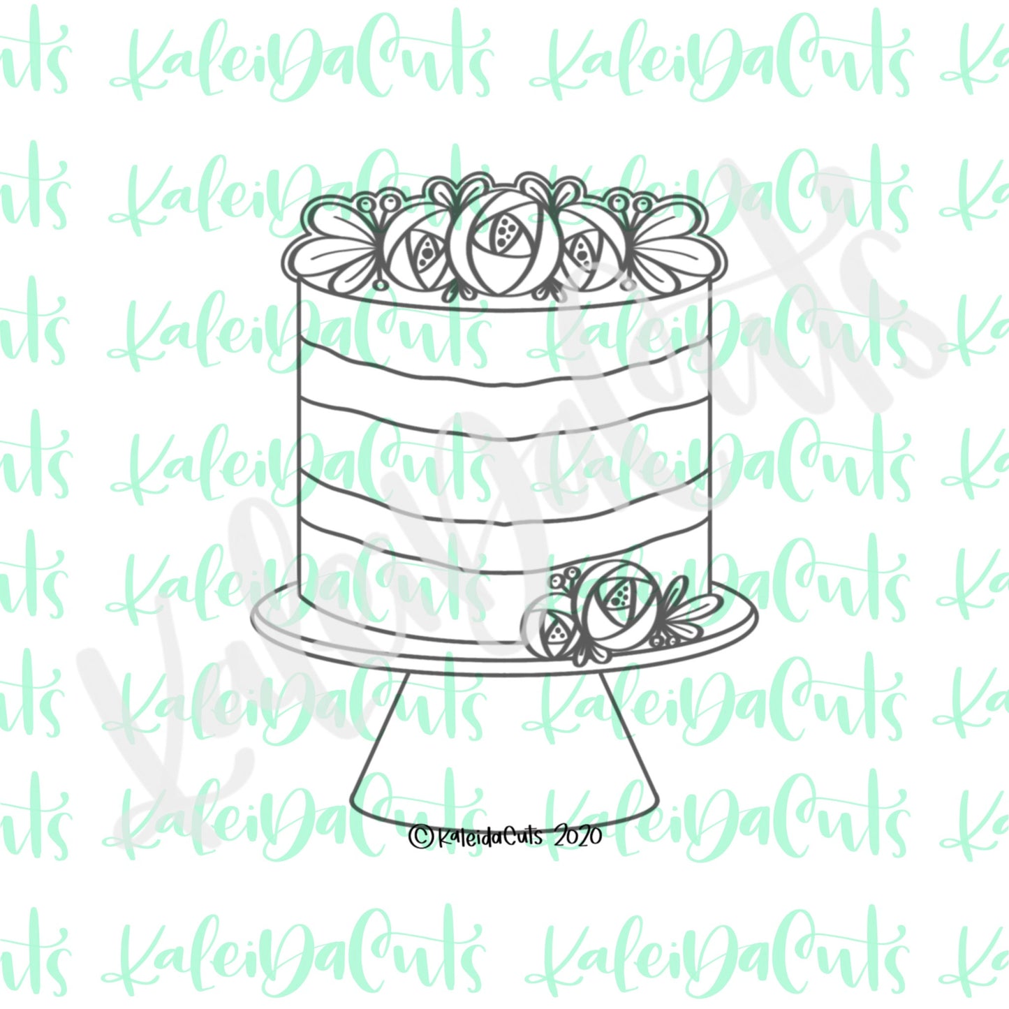 Floral Wedding Cake Stand Cookie Cutter