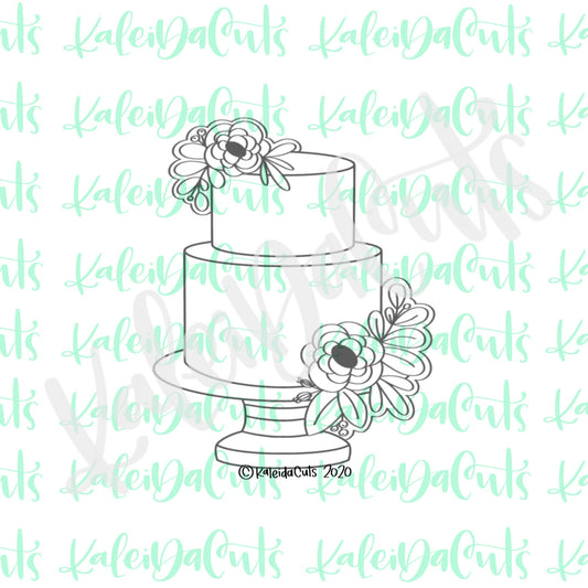Two Tier Floral Wedding Cake Cookie Cutter