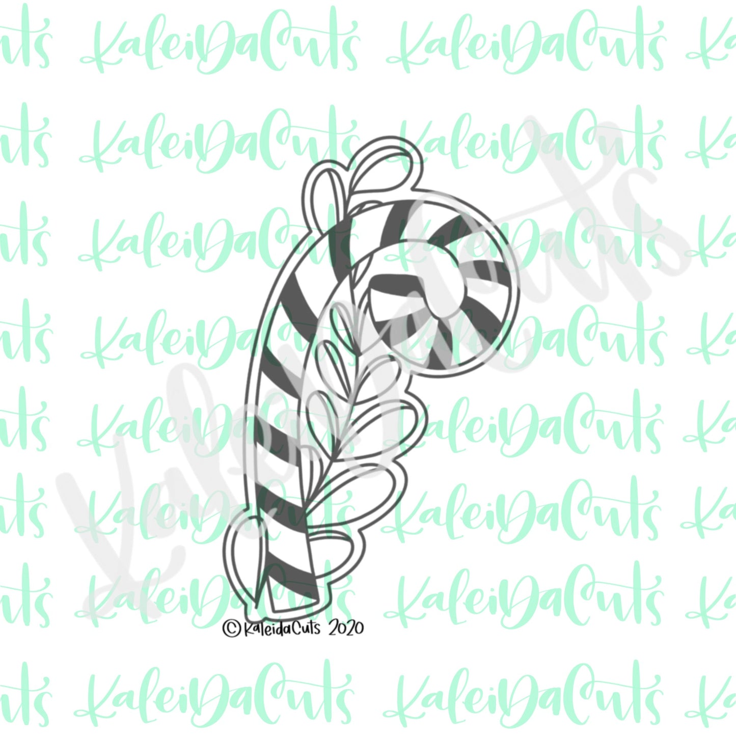 Tall Floral Candy Cane Cookie Cutter