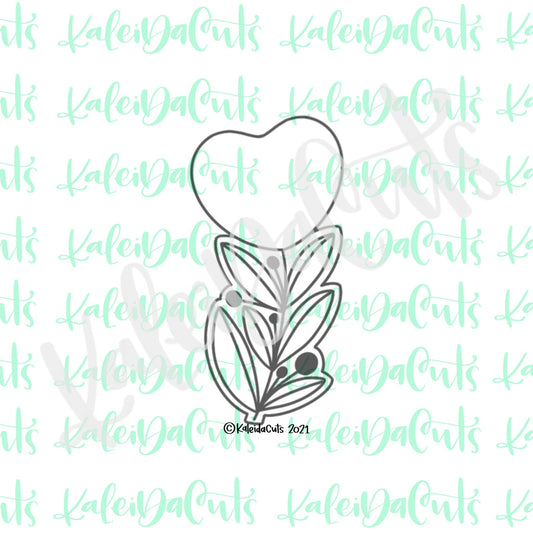 Tall Floral Heart Cookie Cutter (cookie stick)
