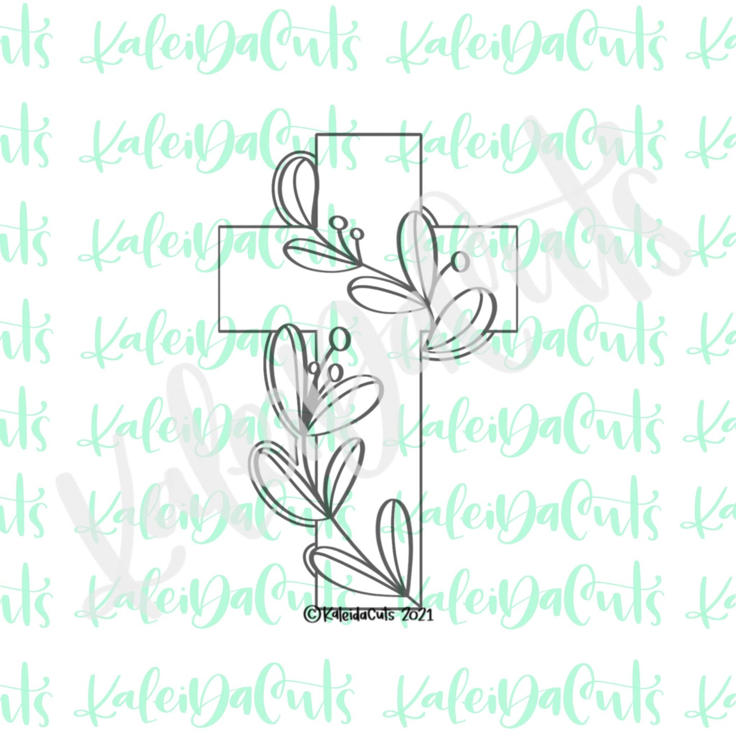 Cross with Greenery Cookie Cutter