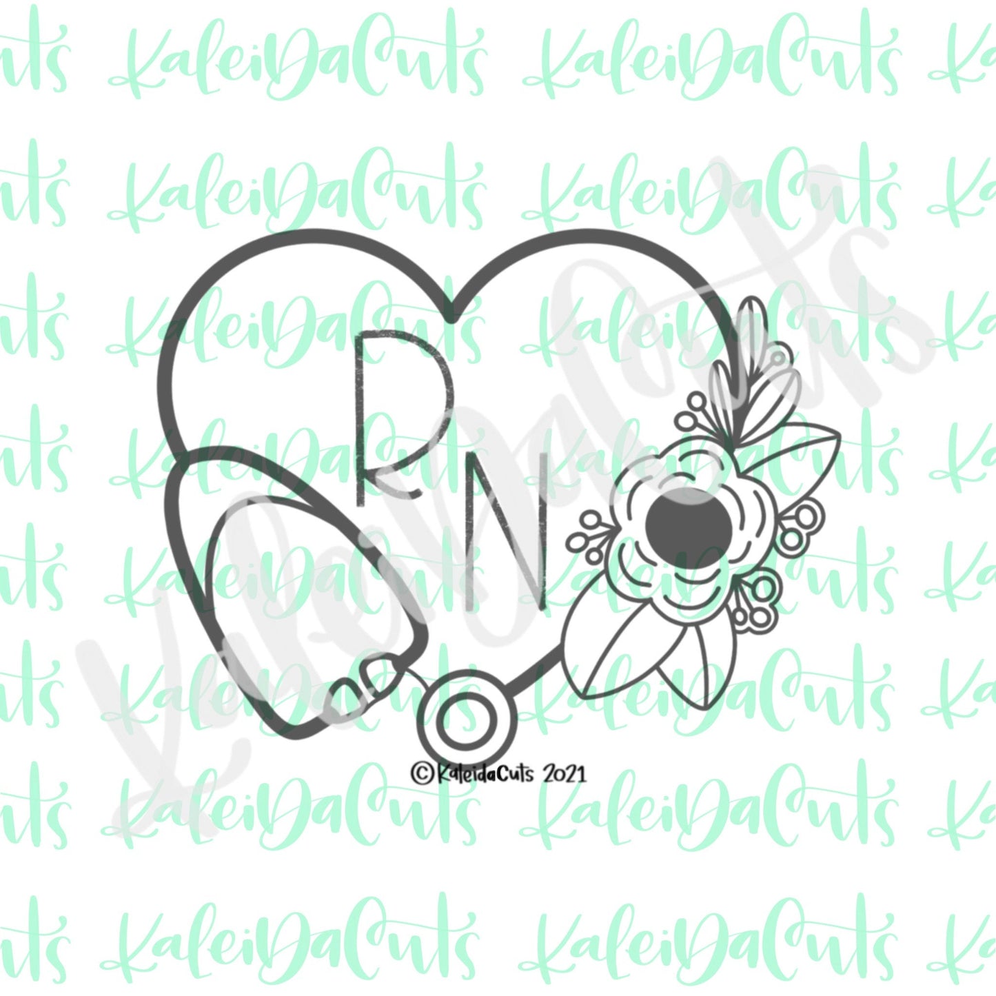 Floral Stethoscope  Heart Cookie Cutter