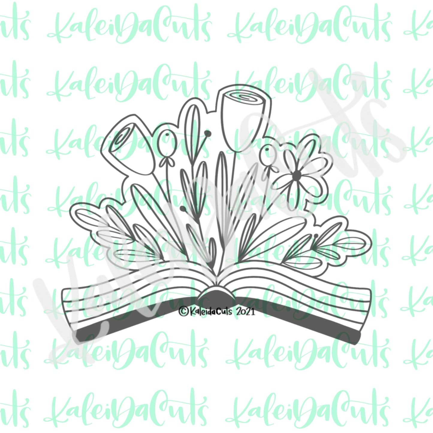 Open Book Florals Cookie Cutter