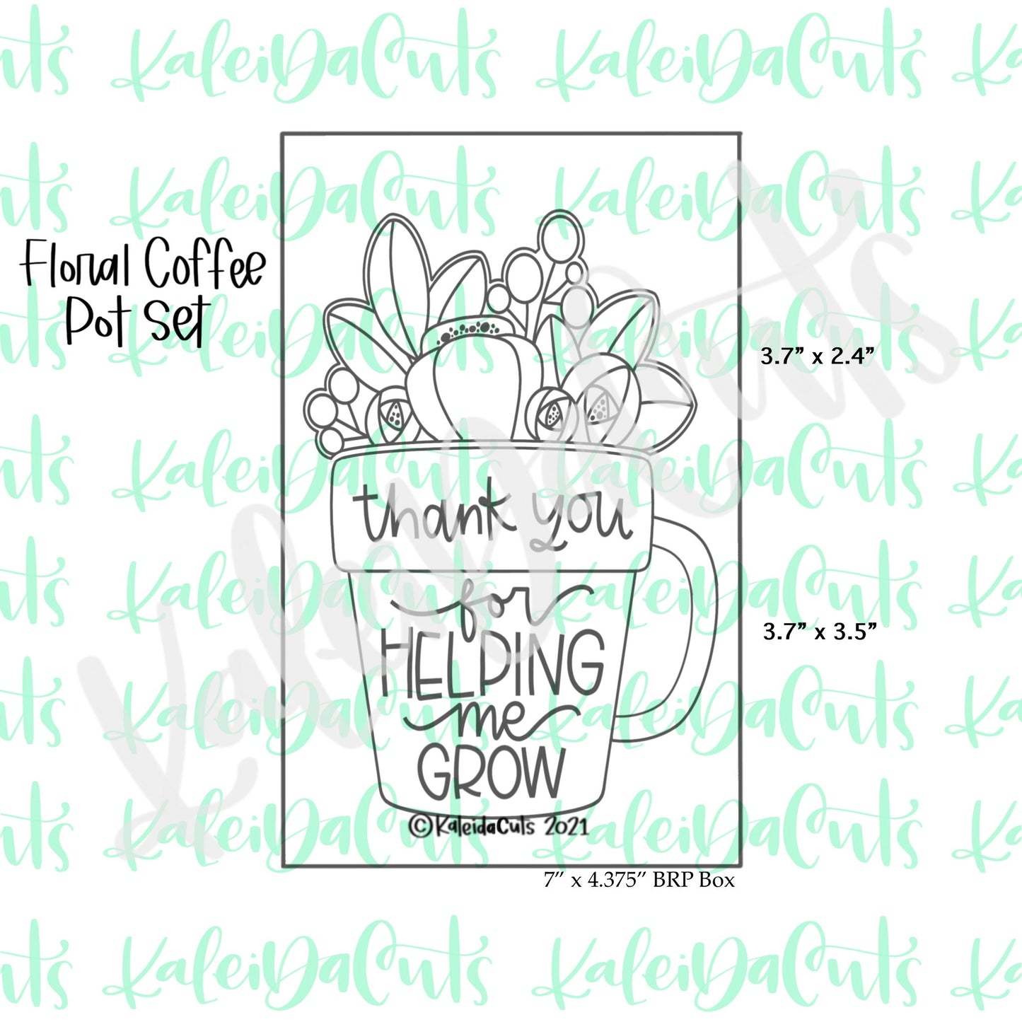 Floral Coffee Pot Cookie Cutter Set of 2