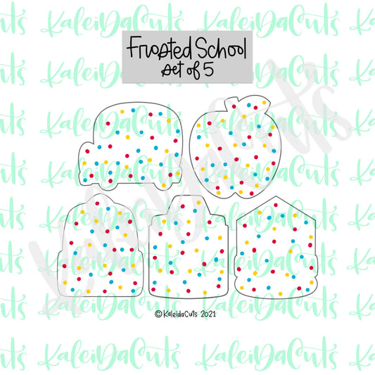 Frosted School Set of 5 Cookie Cutters