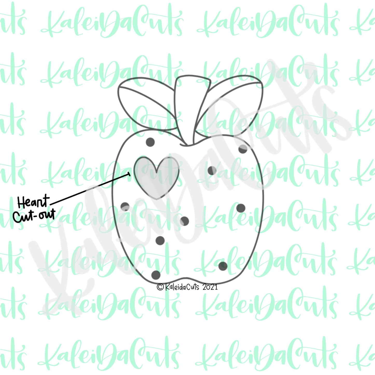 2021 Apple Heart Cutout Cookie Cutter