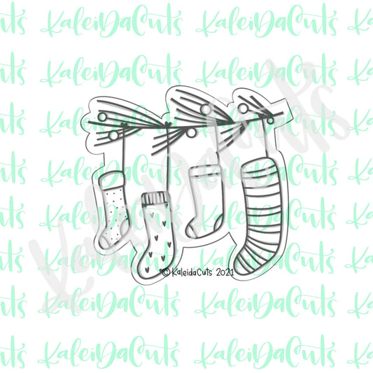 Greenery Hanging Stockings Cookie Cutter