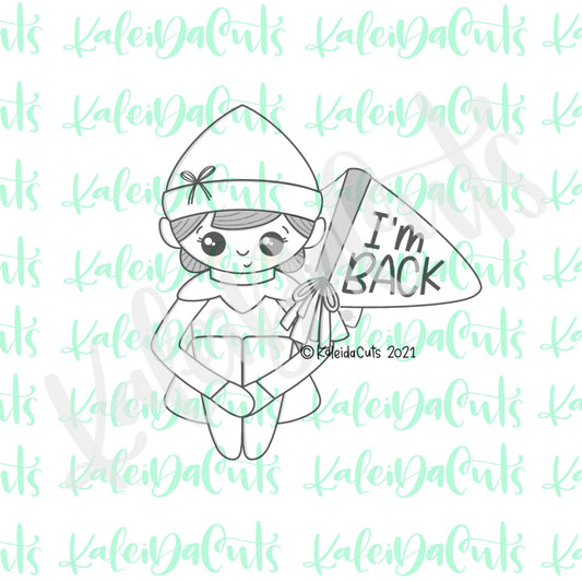 Sitting Girl Elf with Flag Cookie Cutter