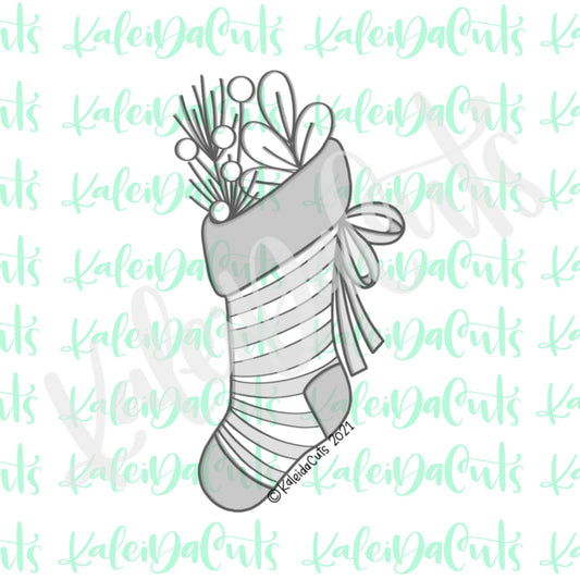 Hanging Floral Stocking (skinny) Cookie Cutter