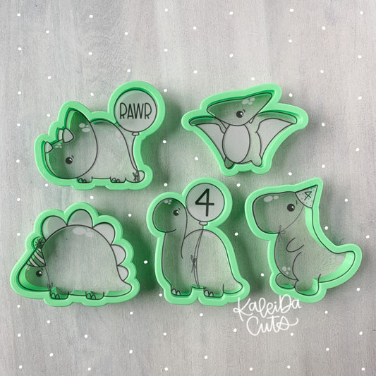 Chase's 4th Birthday Dino Cookie Cutter Set of 5