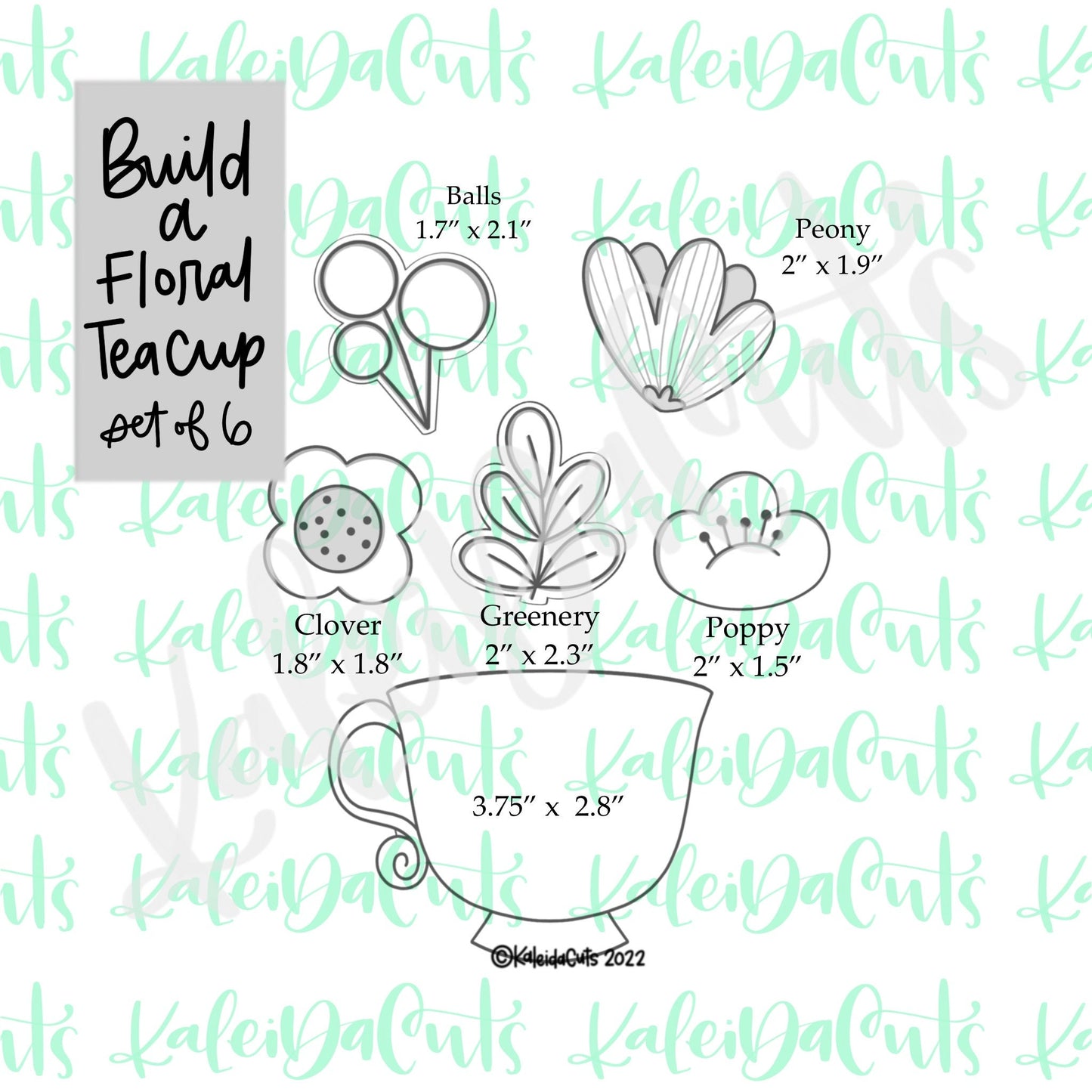 Build a Floral Teacup Set of 6 Cookie Cutters