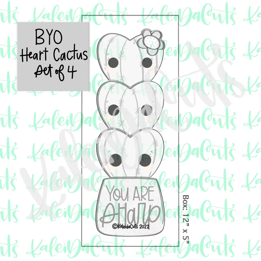 BYO Heart Cactus Cookie Cutter Set of 4
