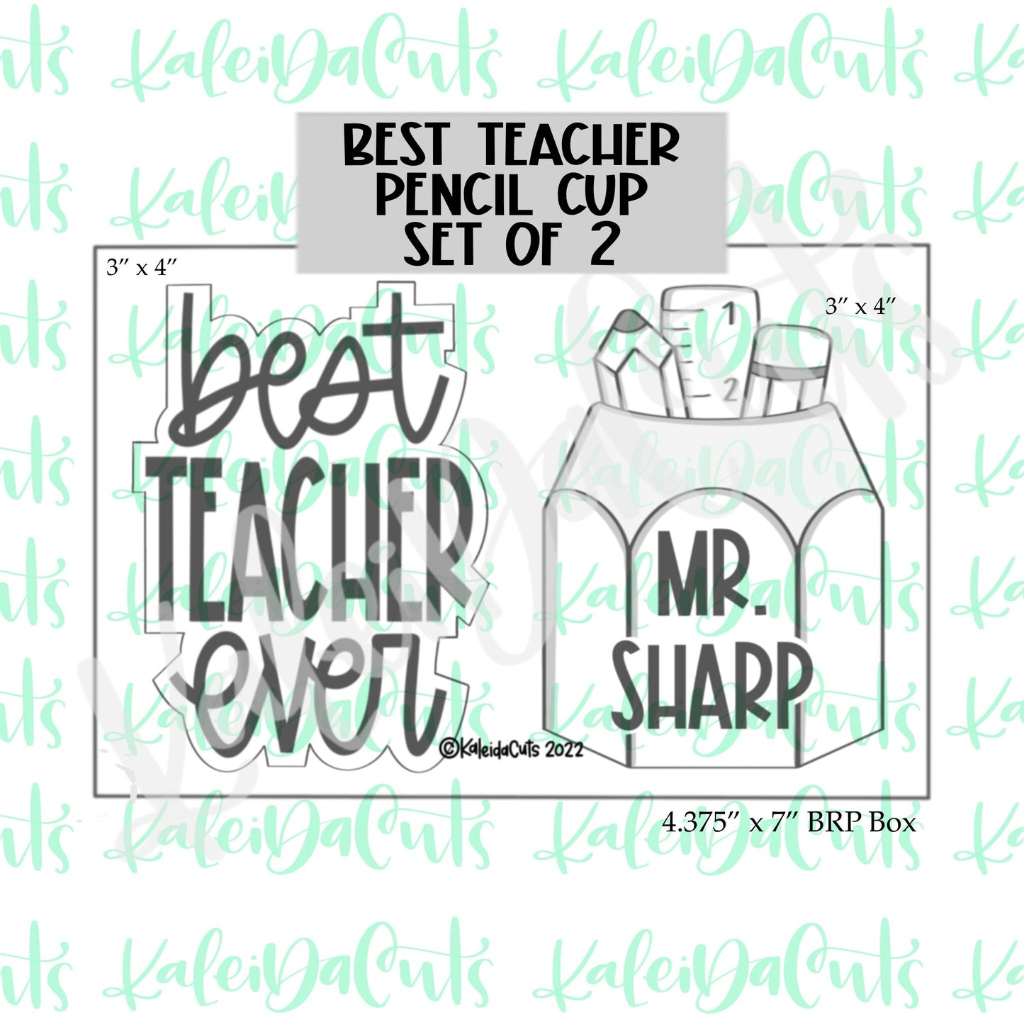 Best Teacher Pencil Cup Cookie Cutter Set of 2