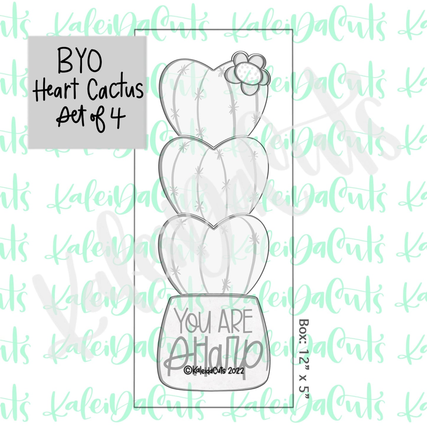 BYO Heart Cactus Cookie Cutter Set of 4