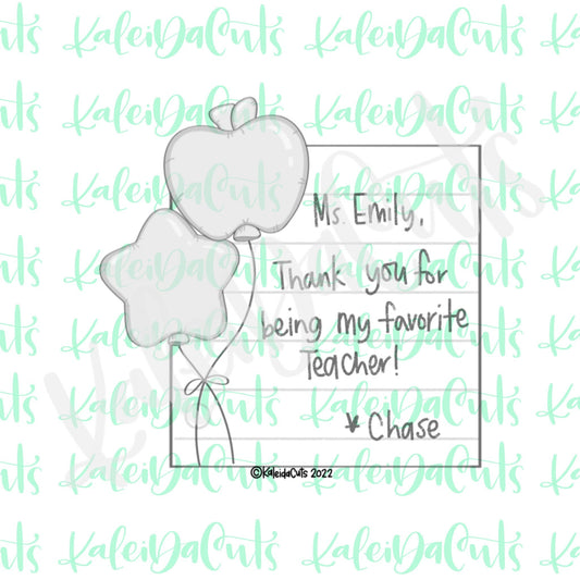 Teacher Balloon Plaque Cookie Cutter